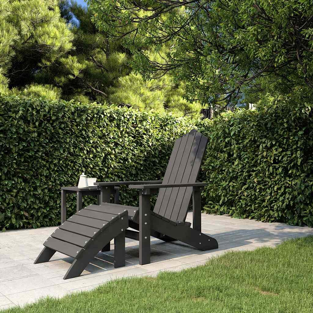 vidaXL Градински стол Adirondack с табуретка HDPE антрацит