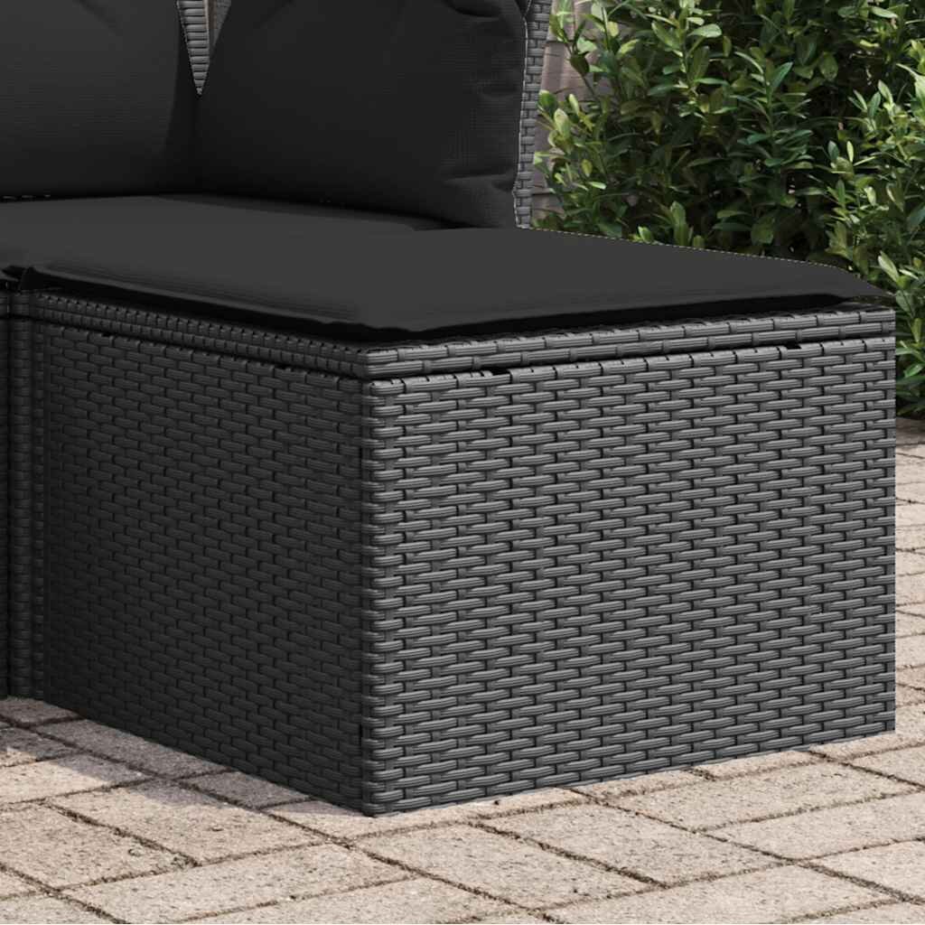 vidaXL Градински стол с възглавница черен 55x55x37 см полиратан