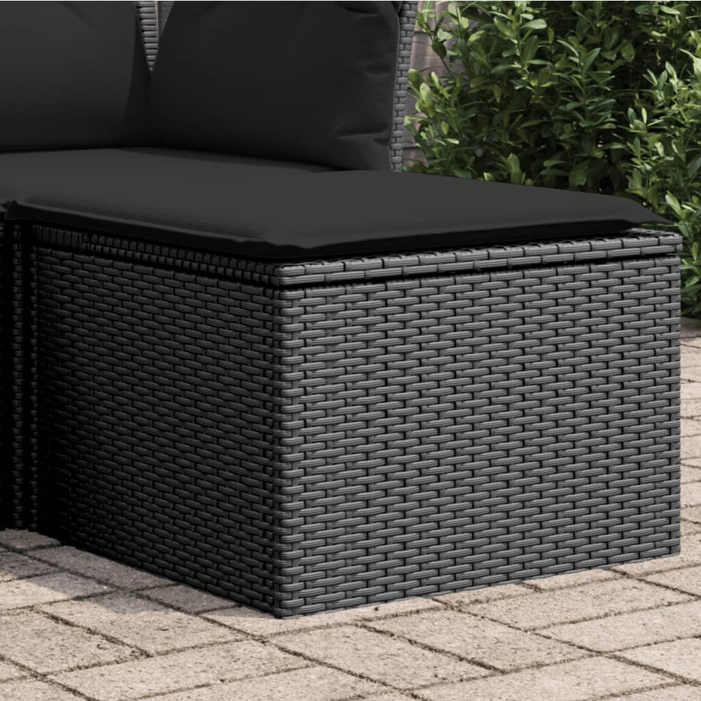 vidaXL Градински стол с възглавница черен 55x55x37 см полиратан
