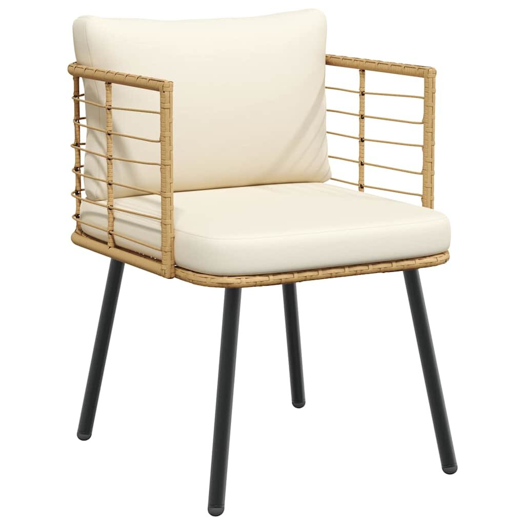 vidaXL Градински стол с възглавници Natural Poly Rattan