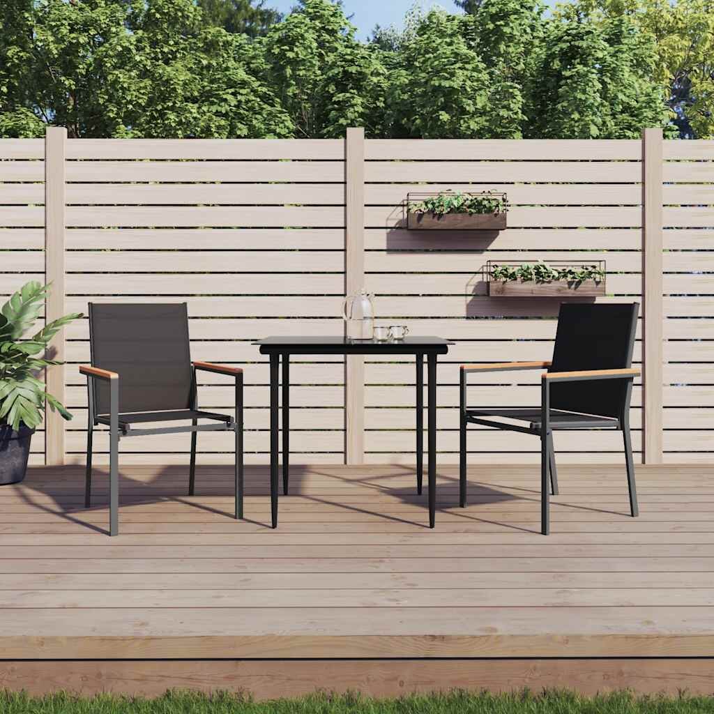 vidaXL Градински столове 2 бр черни 55x615x90 см Textilene и стомана