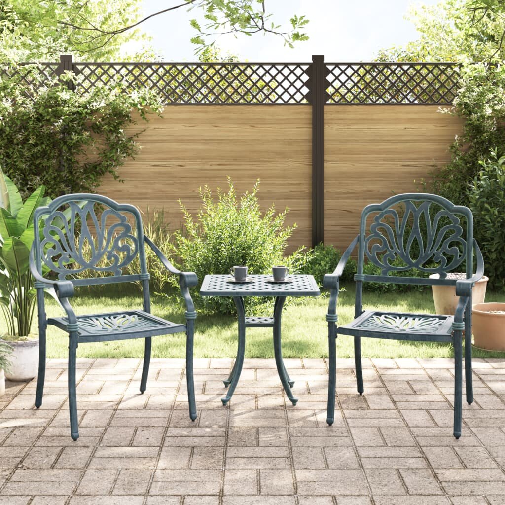 vidaXL Градински столове 2 бр зелени лят алуминий