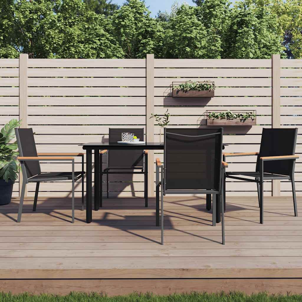 vidaXL Градински столове 4 бр черни 55x615x90 см Textilene и стомана