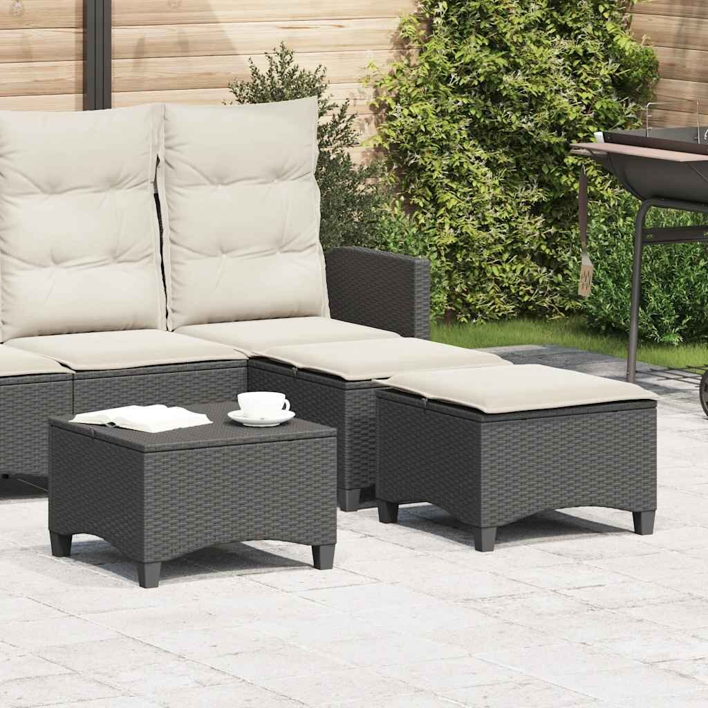 vidaXL Градински столове с възглавници 2 бр. черни 55x55x36 см полиратан