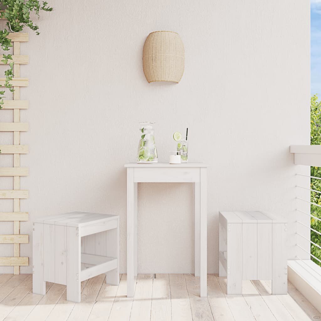 vidaXL Градински табуретки 2 бр бели 40x36x45 см борово дърво масив