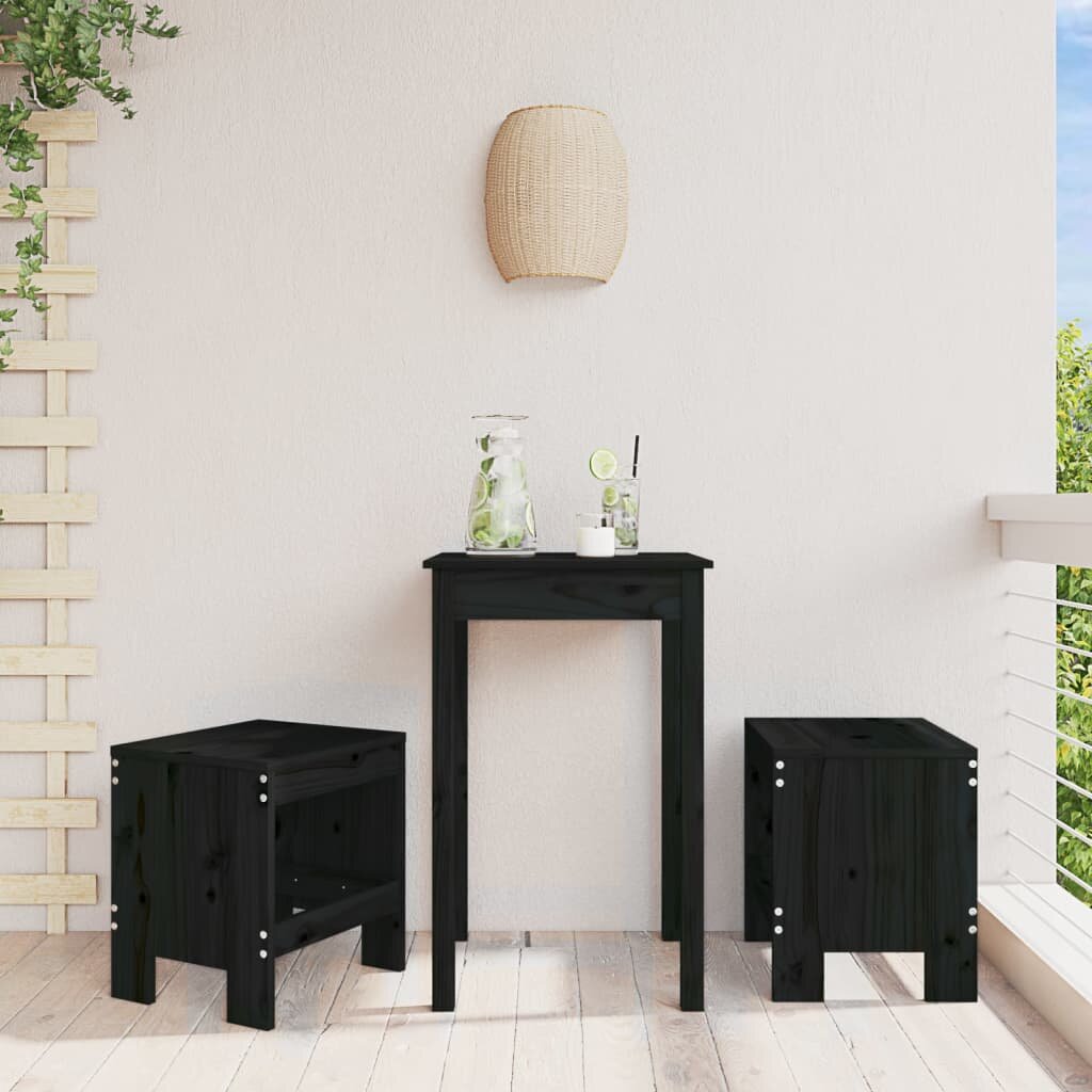 vidaXL Градински табуретки 2 бр черни 40x36x45 см борово дърво масив