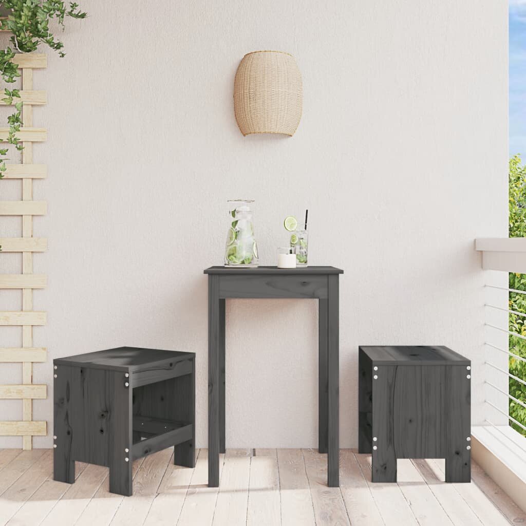 vidaXL Градински табуретки 2 бр сиви 40x36x45 см борово дърво масив