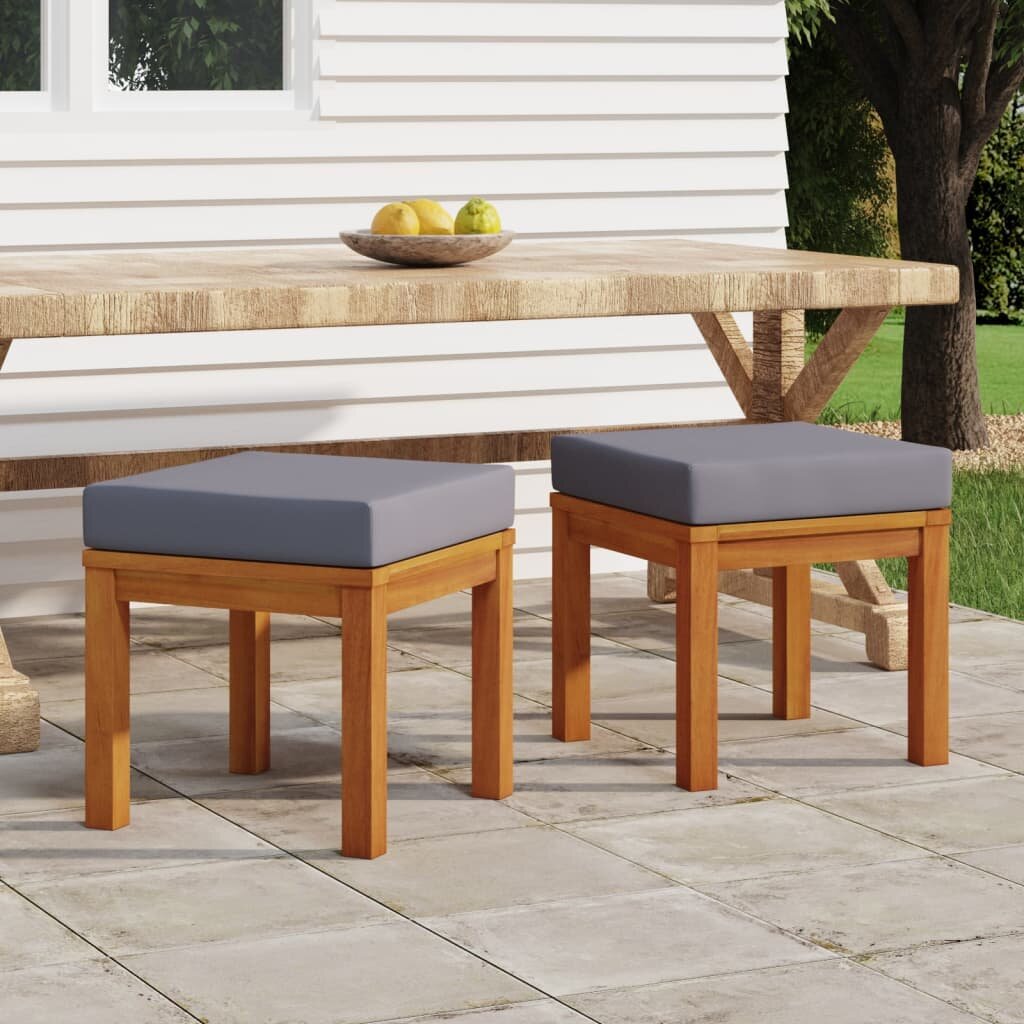 vidaXL Градински табуретки с възглавници 2 бр 40x40x34 см акация масив