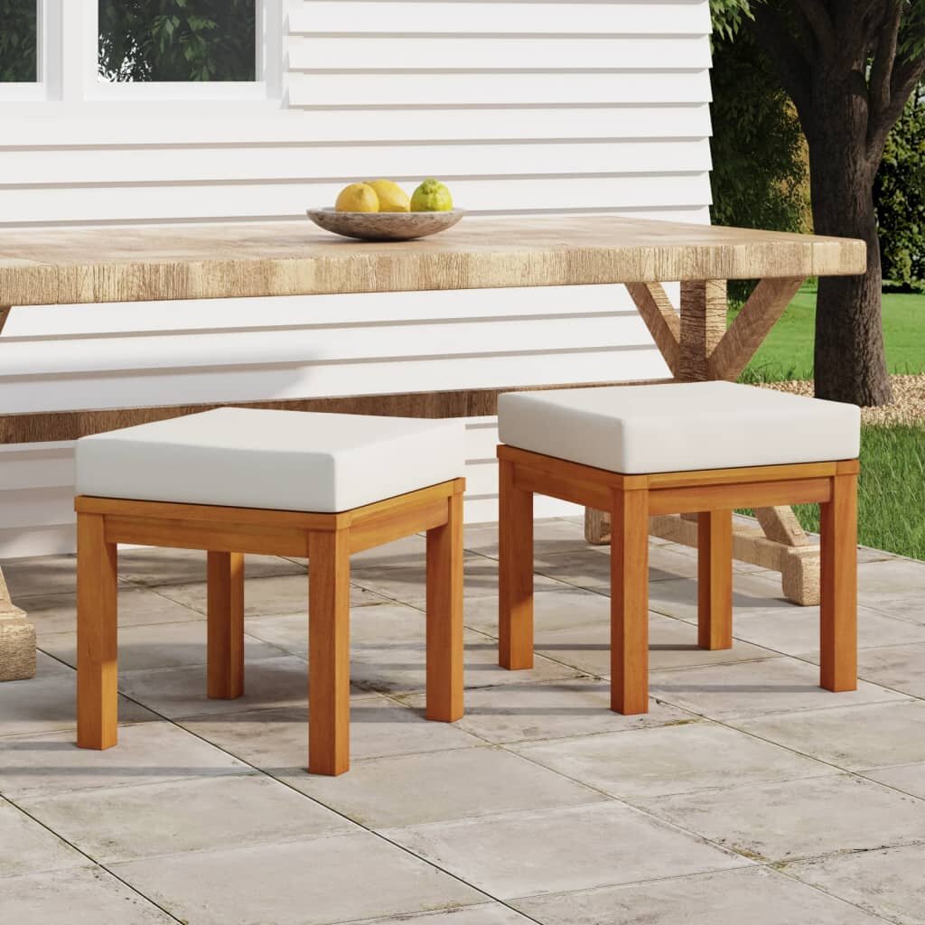 vidaXL Градински табуретки с възглавници 2 бр 40x40x42 см акация масив