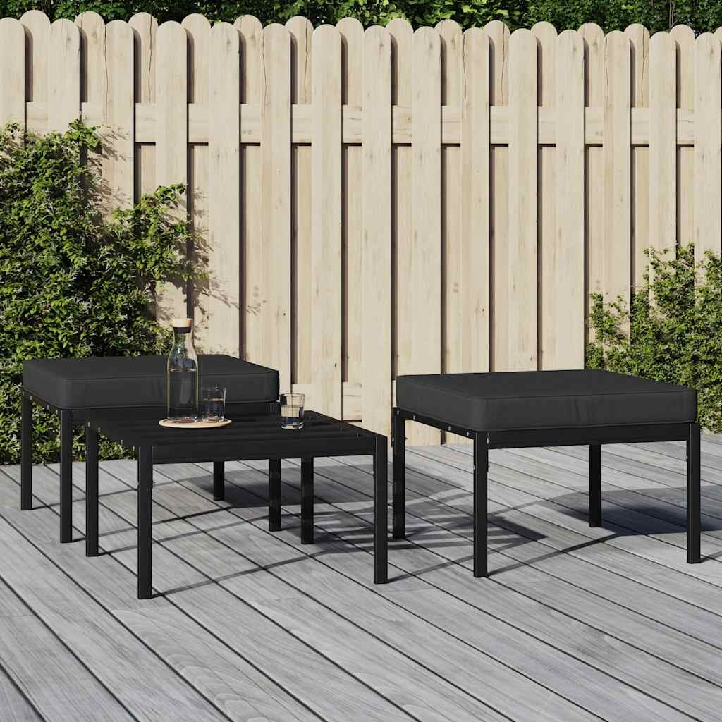 vidaXL Градински табуретки сиви възглавници 2 бр 60x60x35 см стомана