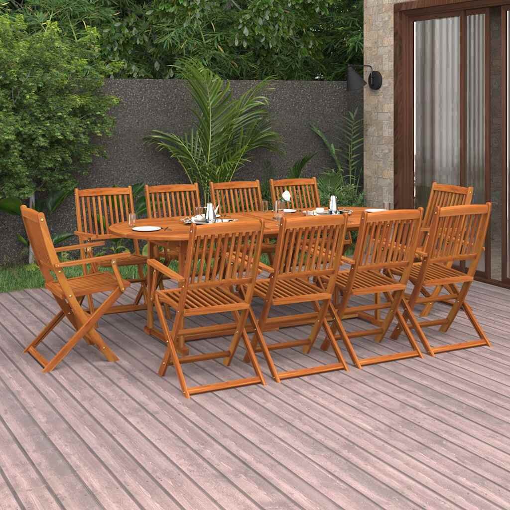 vidaXL Градински трапезен комплект 11части 220x90x75см акация масив