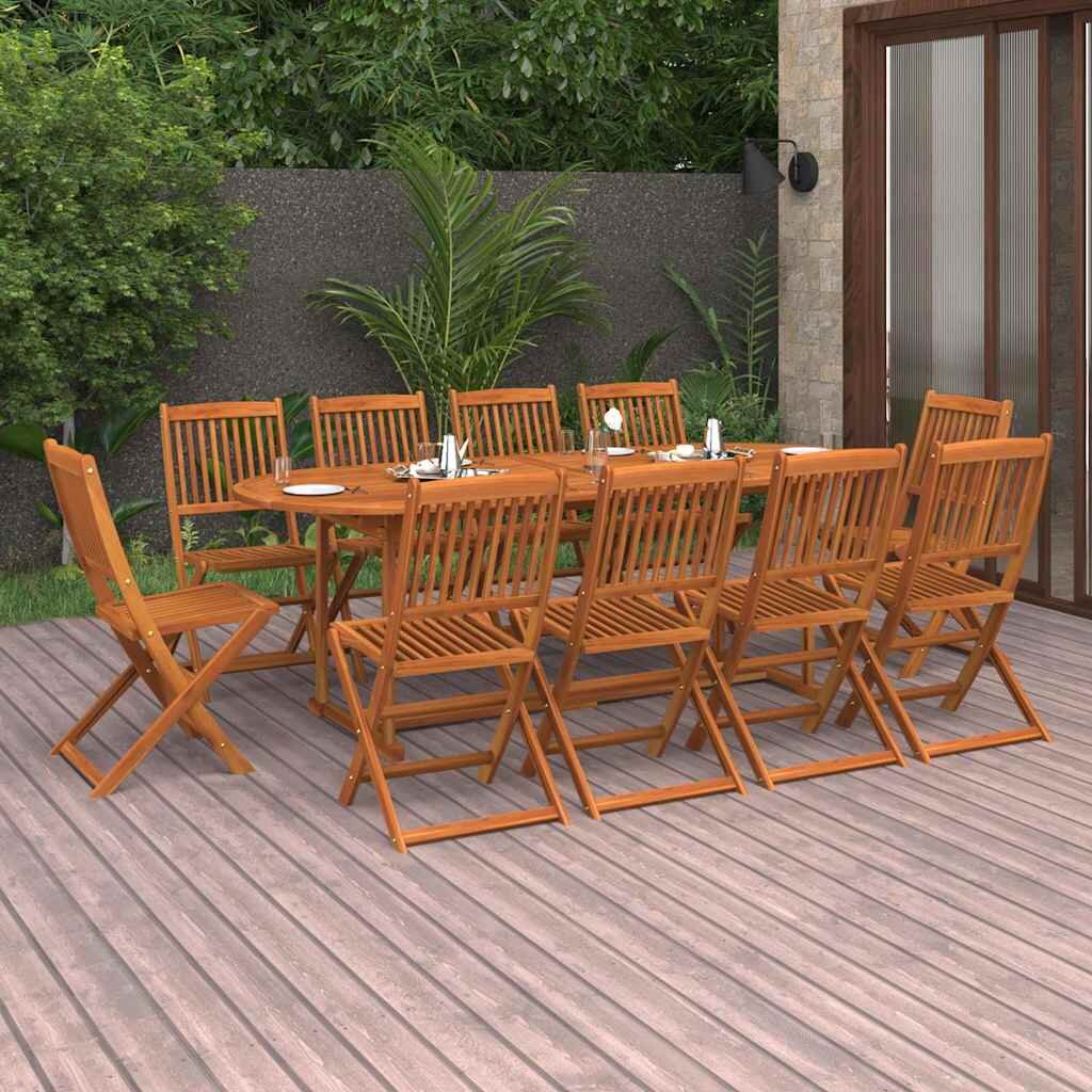 vidaXL Градински трапезен комплект 11части 220x90x75см акация масив
