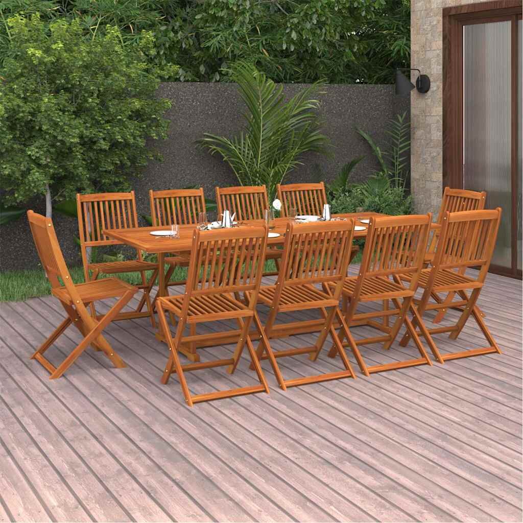 vidaXL Градински трапезен комплект 11части 220x90x75см акация масив