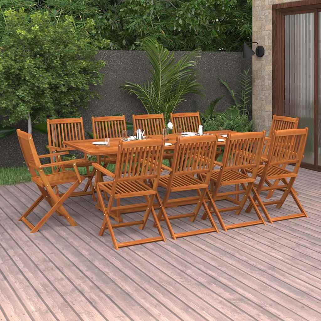 vidaXL Градински трапезен комплект 11части 220x90x75см акация масив