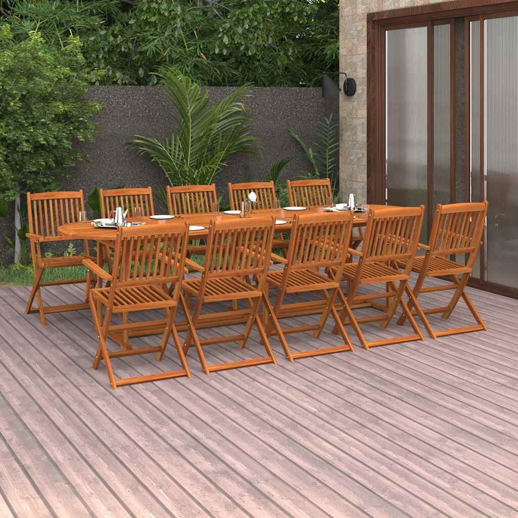vidaXL Градински трапезен комплект 11части 280x90x75см акация масив