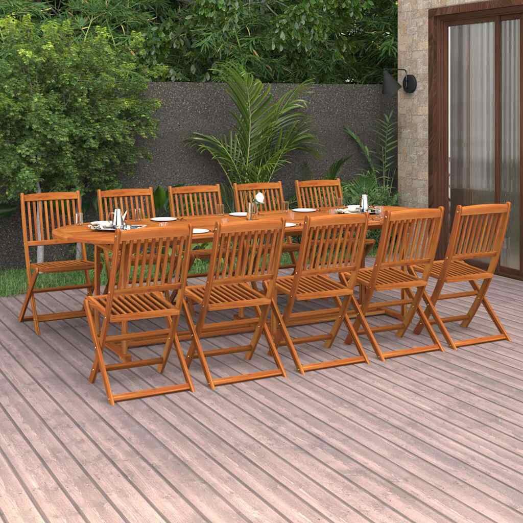 vidaXL Градински трапезен комплект 11части 280x90x75см акация масив