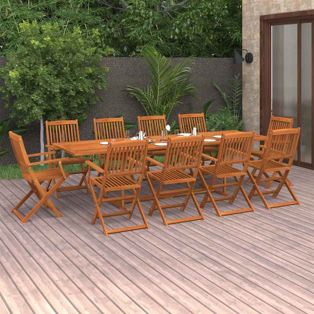 vidaXL Градински трапезен комплект 11части 280x90x75см акация масив