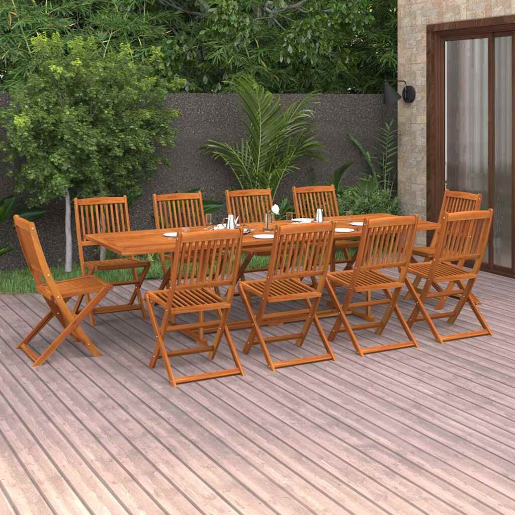 vidaXL Градински трапезен комплект 11части 280x90x75см акация масив