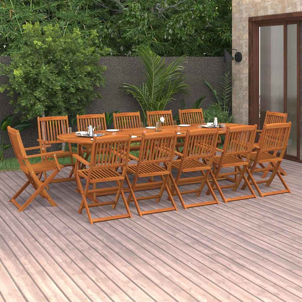 vidaXL Градински трапезен комплект 13части 280x90x75см акация масив
