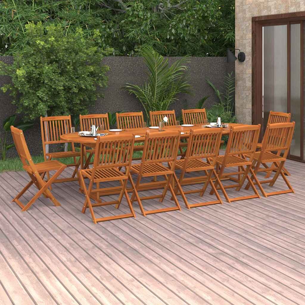 vidaXL Градински трапезен комплект 13части 280x90x75см акация масив