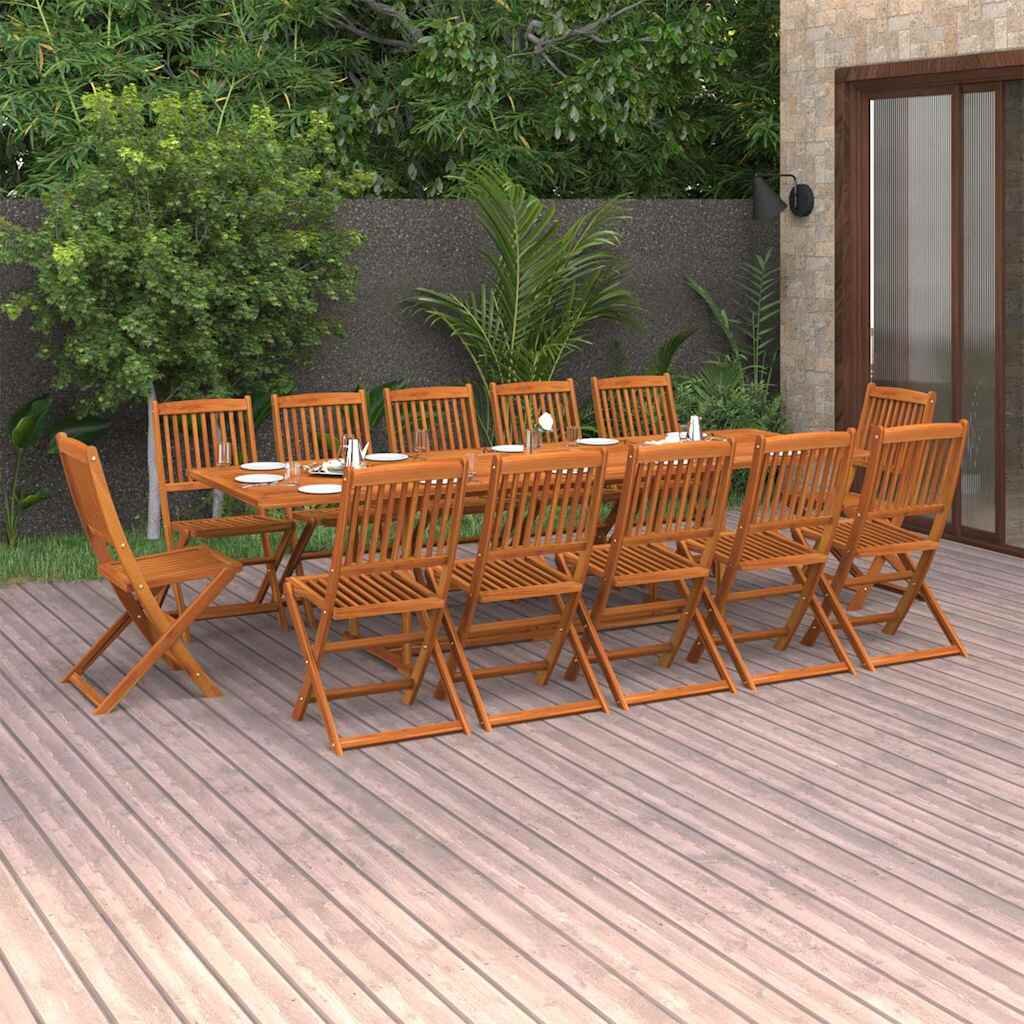 vidaXL Градински трапезен комплект 13части 280x90x75см акация масив