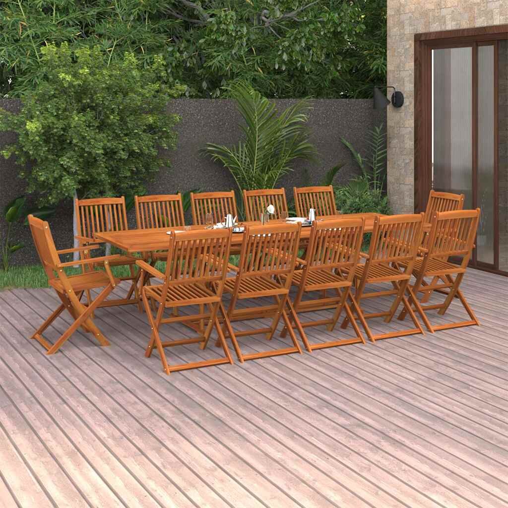 vidaXL Градински трапезен комплект 13части 280x90x75см акация масив