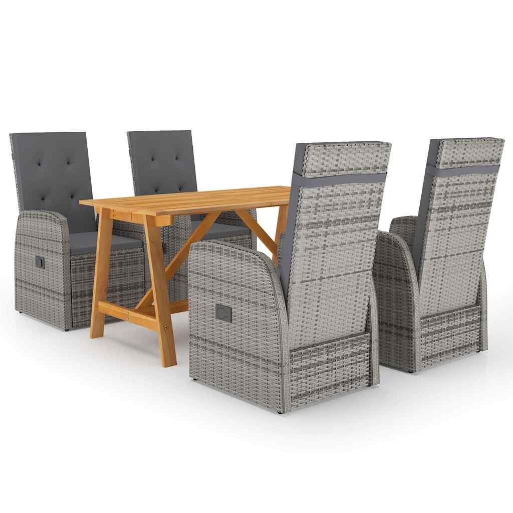 vidaXL Градински трапезен комплект 5 части сив
