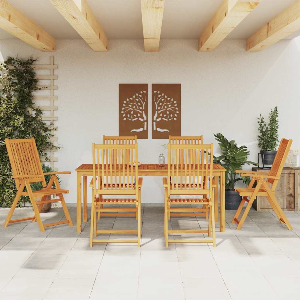 vidaXL Градински трапезен комплект 7 части 180x90x75 см акациево дърво масив