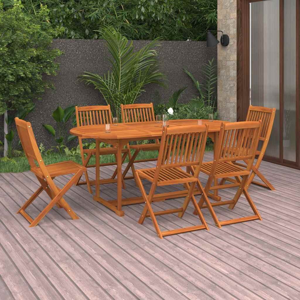 vidaXL Градински трапезен комплект 7 части 180x90x75см акация масив