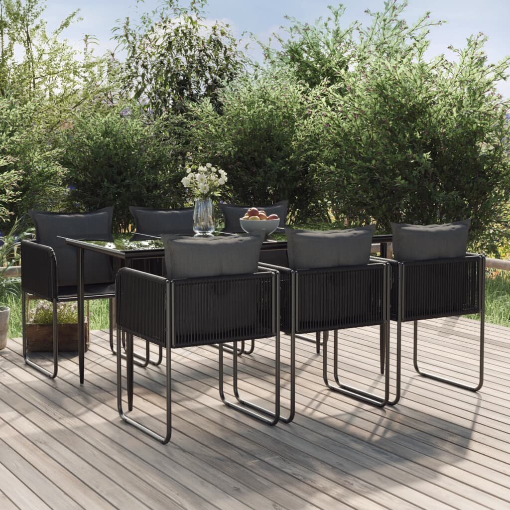vidaXL Градински трапезен комплект 7 части черен