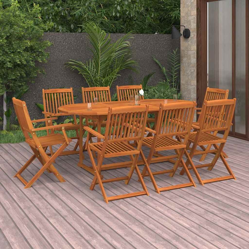 vidaXL Градински трапезен комплект 9 части 180x90x75см акация масив
