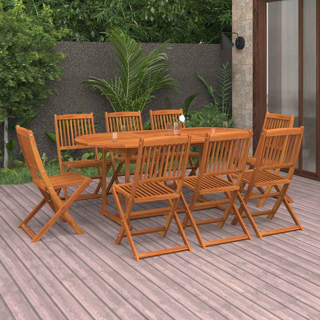 vidaXL Градински трапезен комплект 9 части 180x90x75см акация масив