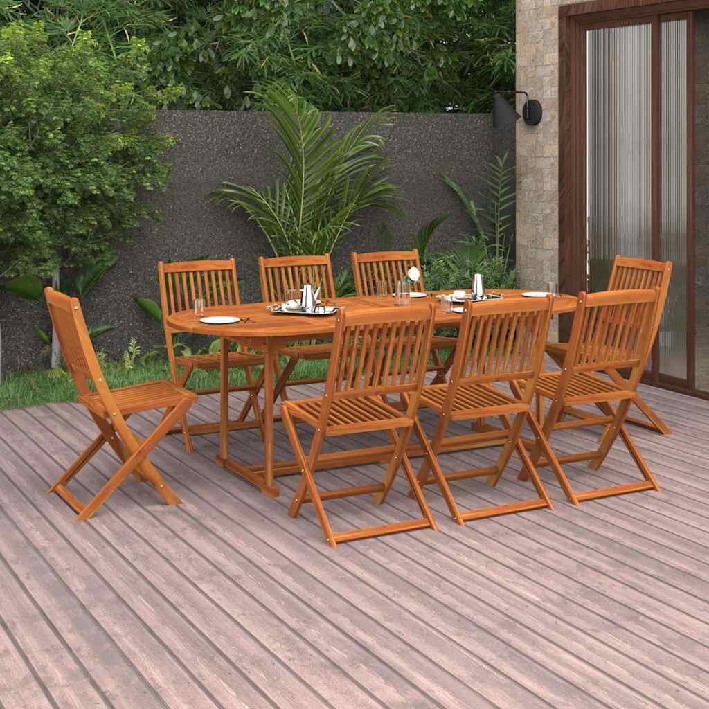 vidaXL Градински трапезен комплект 9 части 220x90x75см акация масив