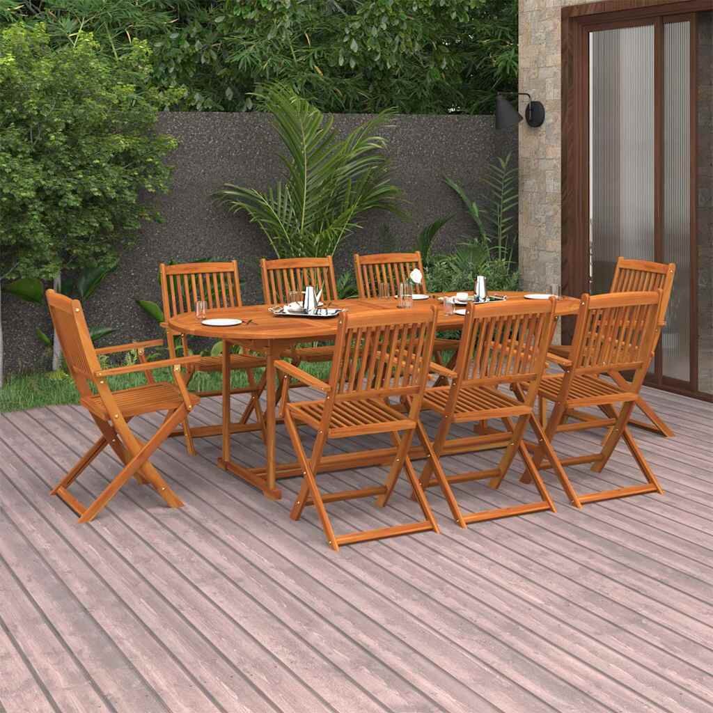 vidaXL Градински трапезен комплект 9 части 220x90x75см акация масив
