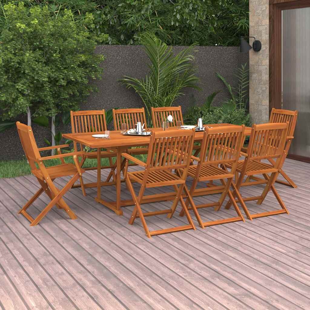 vidaXL Градински трапезен комплект 9 части 220x90x75см акация масив