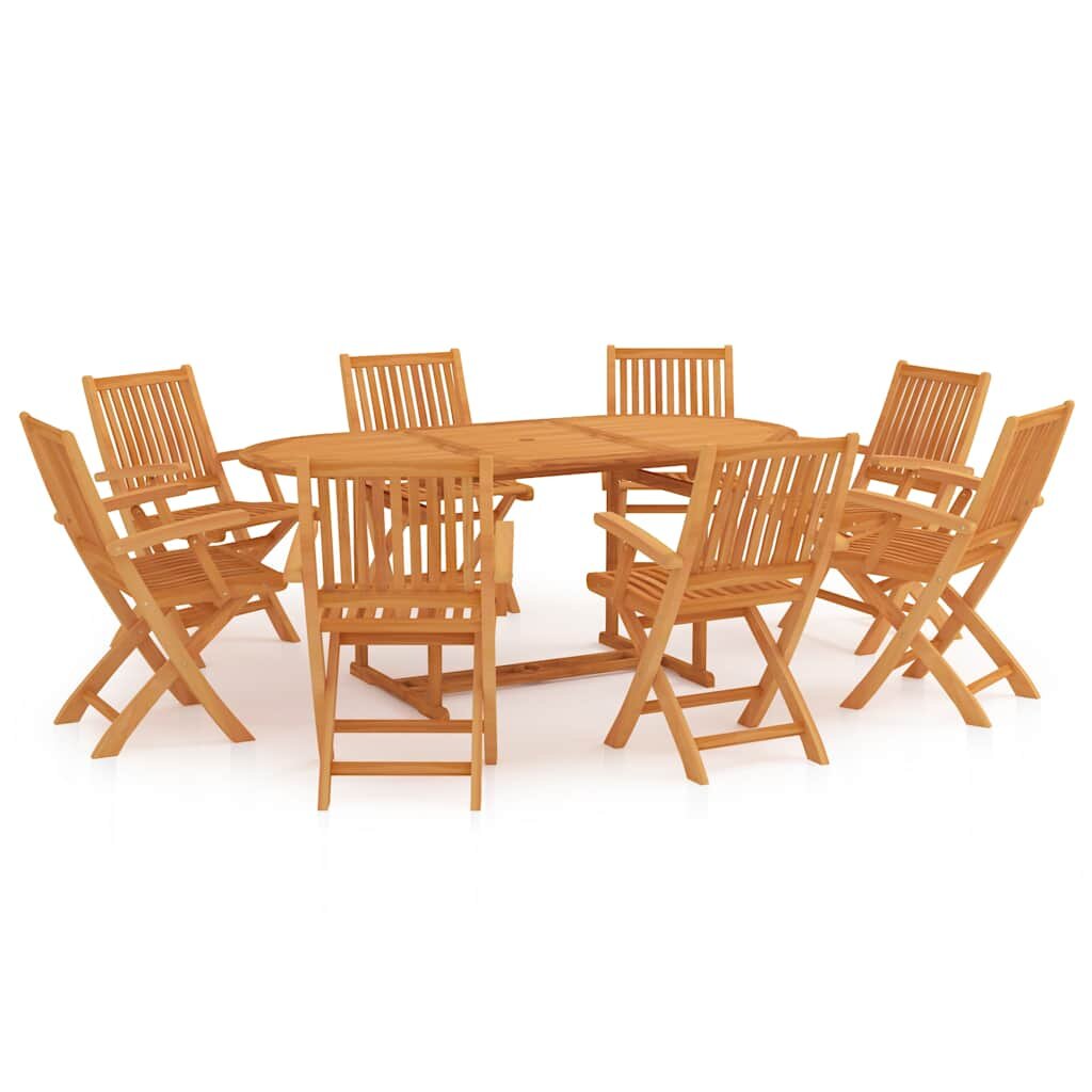 vidaXL Градински трапезен комплект 9 части тиково дърво масив
