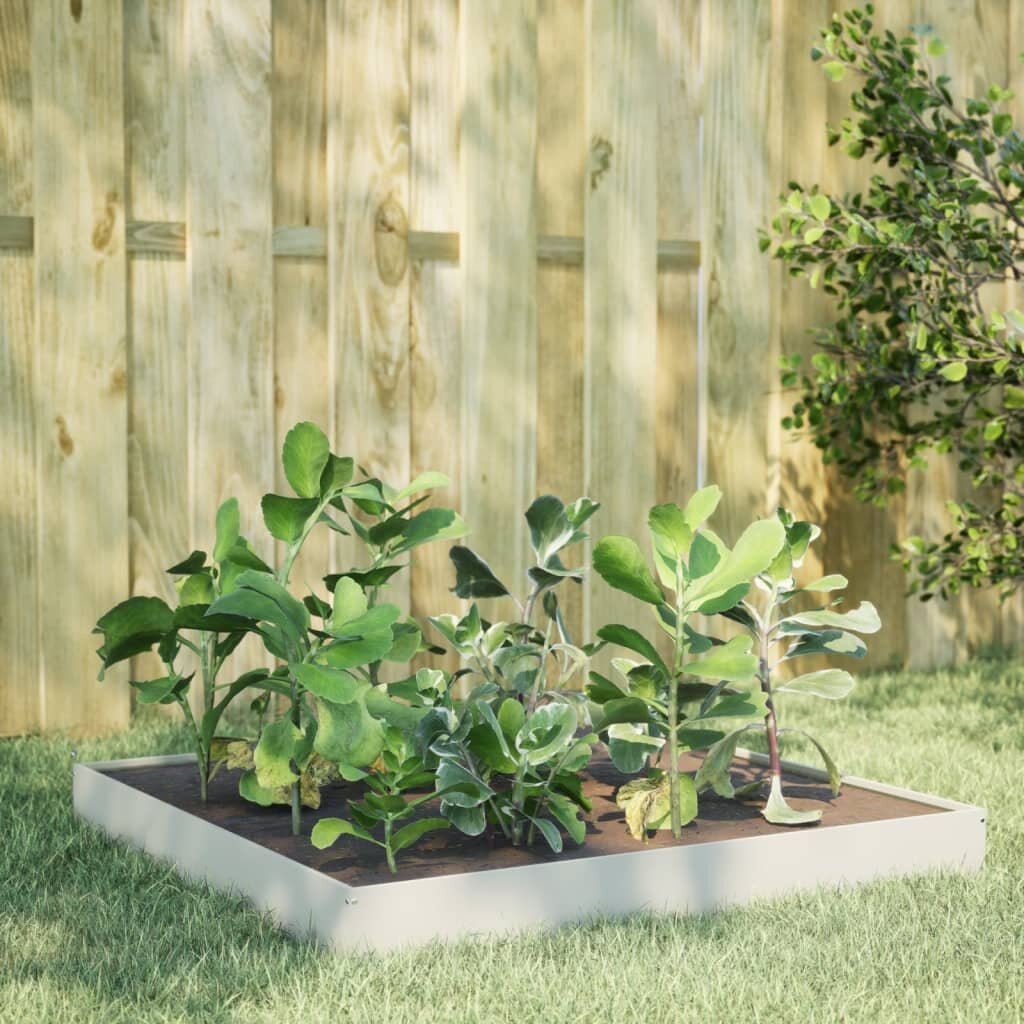 vidaXL Градинско повдигнато легло бяло 100x100x185 см стомана