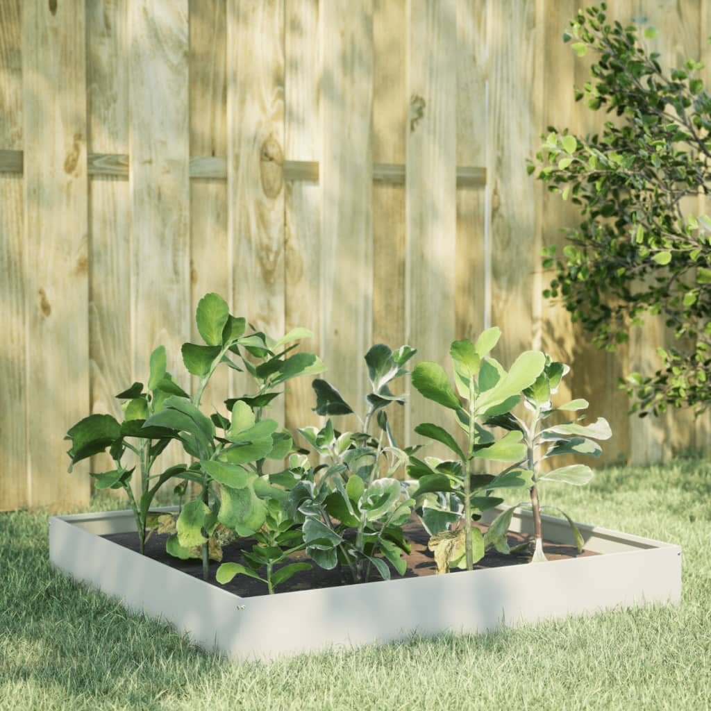 vidaXL Градинско повдигнато легло бяло 100x100x26 см стомана