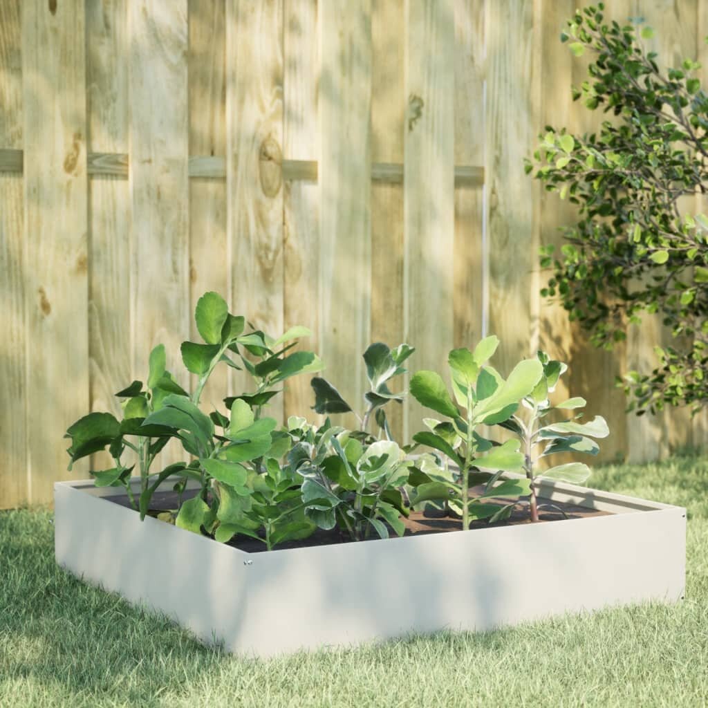 vidaXL Градинско повдигнато легло бяло 100x100x335 см стомана