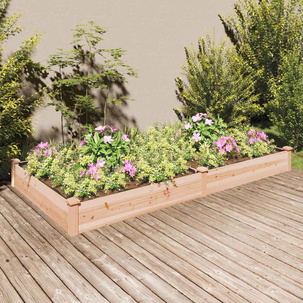 vidaXL Градинско повдигнато легло с вложка 240x120x25 см масивна ела