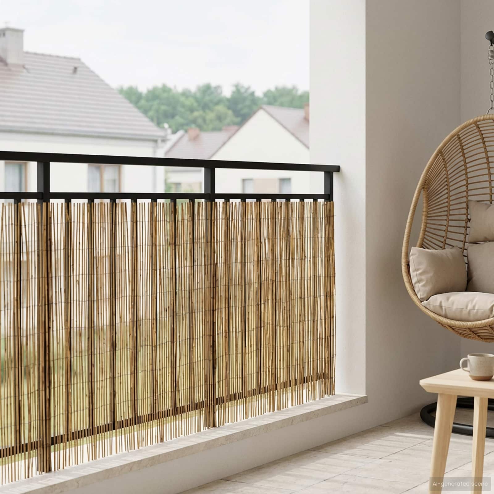 vidaXL Градска ограда Въглен 600 x 90 см Тръстика