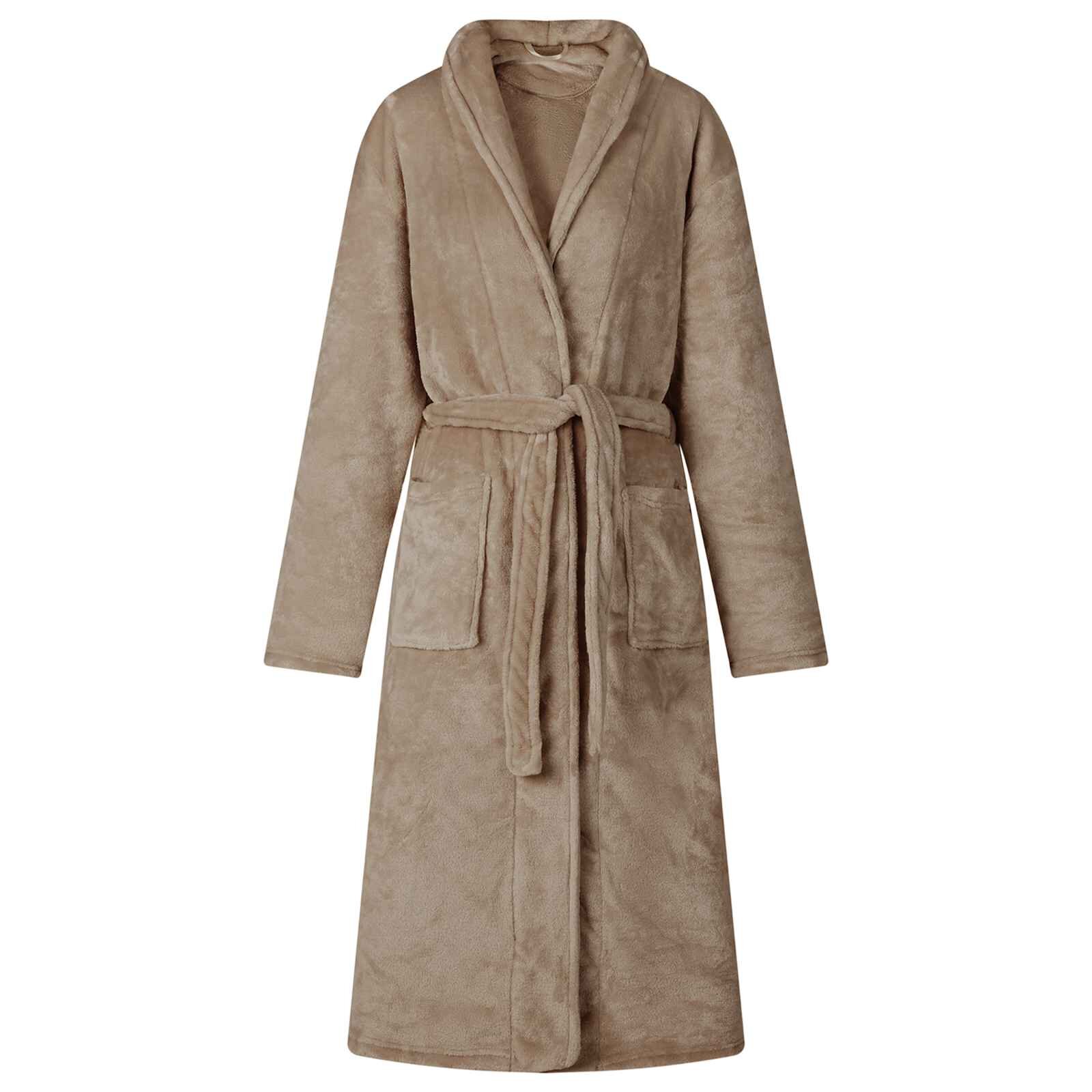 vidaXL Халат без качулка Камилски l Фланела