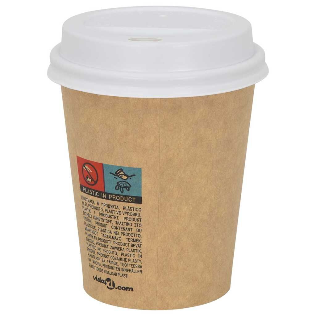 vidaXL Хартиена чаша за кафе капачки Ø80 mm 8oz 1000 бр.