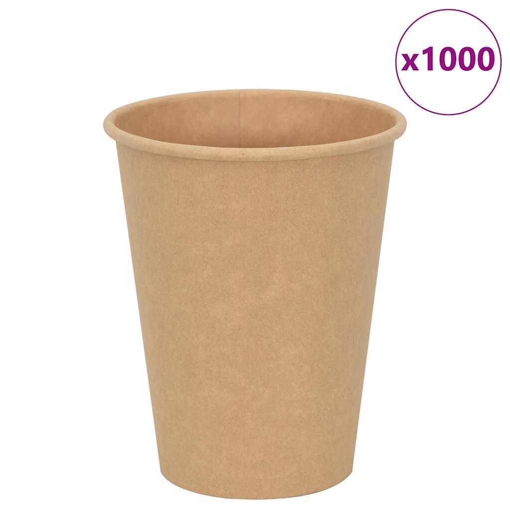 vidaXL Хартиени чаши за кафе 1000 бр. 12oz 300ml Кафяво
