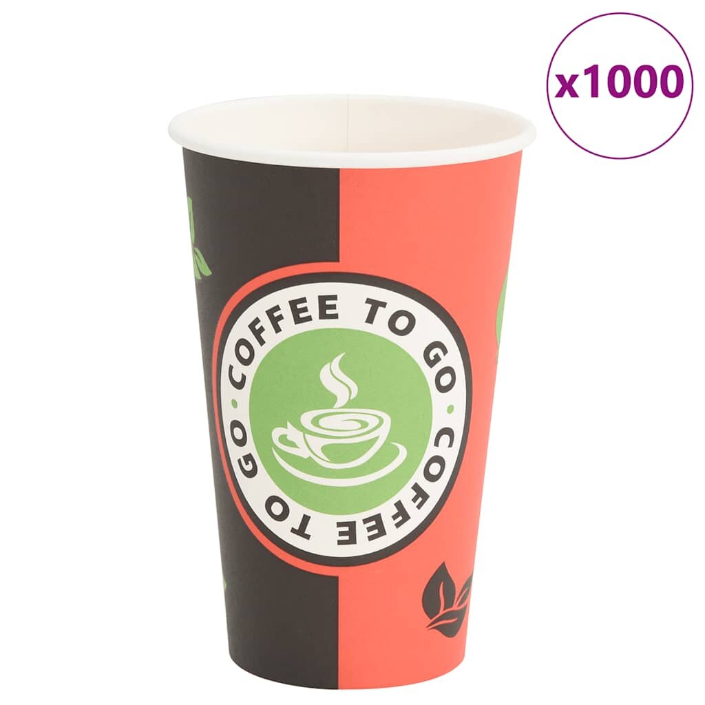 vidaXL Хартиени чаши за кафе 1000 бр. 16oz 400ml Червено и черно
