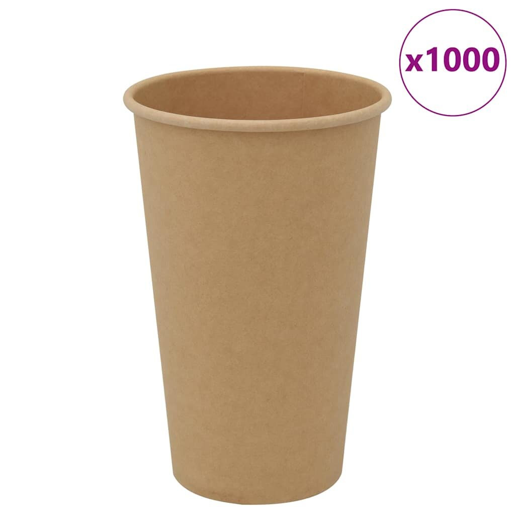 vidaXL Хартиени чаши за кафе 1000 бр. 16oz 400ml Кафяво
