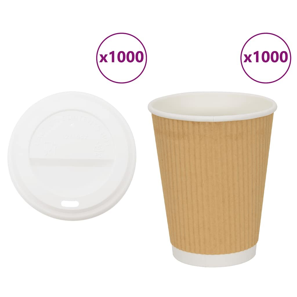 vidaXL хартиени чаши за кафе с капачки 1000 бр. 16oz 400ml