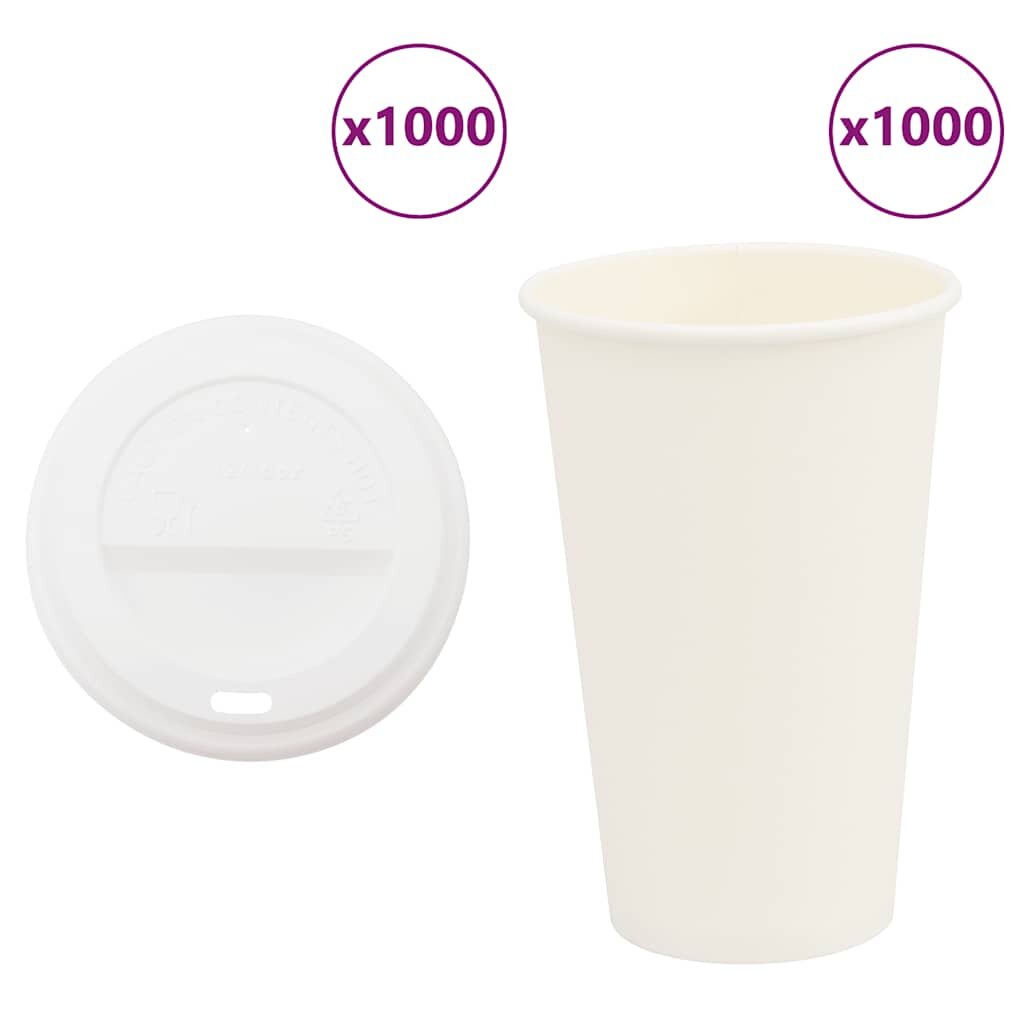 vidaXL хартиени чаши за кафе с капачки 1000 бр. 16oz 400ml