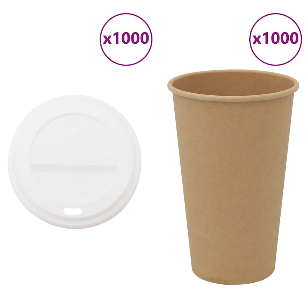 vidaXL хартиени чаши за кафе с капачки 1000 бр. 16oz 400ml