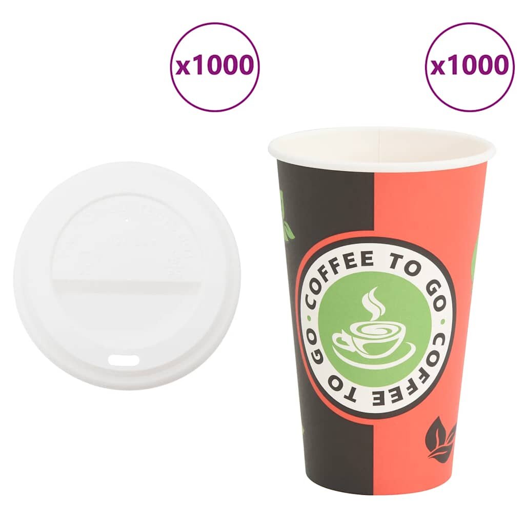 vidaXL хартиени чаши за кафе с капачки 1000 бр. 16oz 400ml